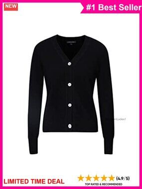 100% Cashmere V-Neck Cardigan Sweater Pullover Winter Top